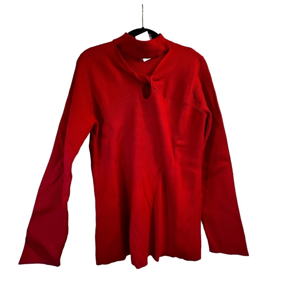 Ricki’s Women’s Red Twist Front Cutout Mock Neck Sweater Plus Size XXL